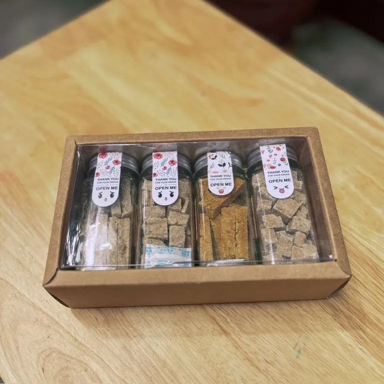 Set quà 4 hũ thảo mộc gừng nghệ đóng gói trải nghiệm ngon lành, quà tặng đặc sản Việt Nam thực phẩm tốt cho sức khỏe quà biếu tặng sức khỏe