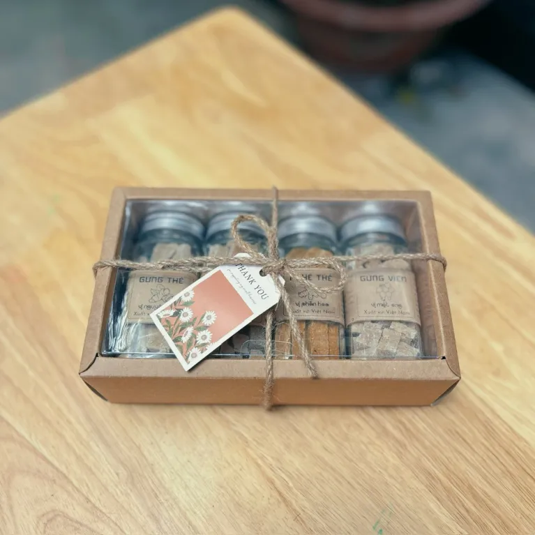 Set quà 4 hũ thảo mộc gừng nghệ đóng gói trải nghiệm ngon lành, quà tặng đặc sản Việt Nam thực phẩm tốt cho sức khỏe quà biếu tặng sức khỏe
