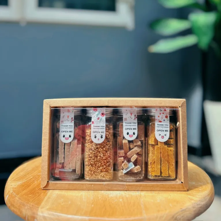 Set quà gừng nghệ 4 vị, đơn giản mà đủ đầy, mang tinh chất gừng nghệ cho gia đình - hộp quà sức khỏe, đặc sản Việt Nam, phù hợp làm quà trà bánh lành mạnh.