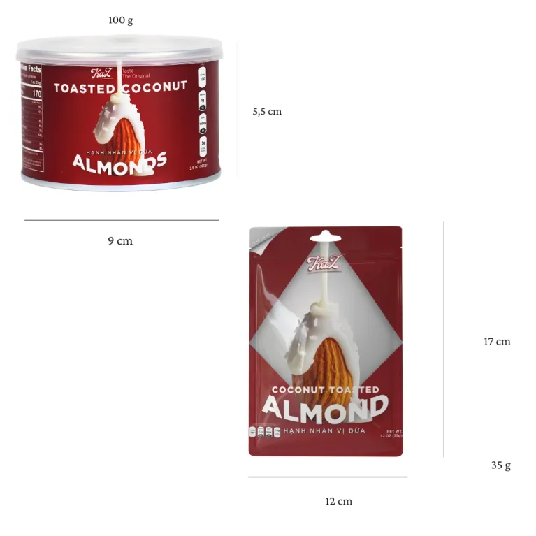 Coconut flavored almonds sweet creamy harmonious temptation, crispy melting almond snack safe ingredients healthy snack light food as gift for friends