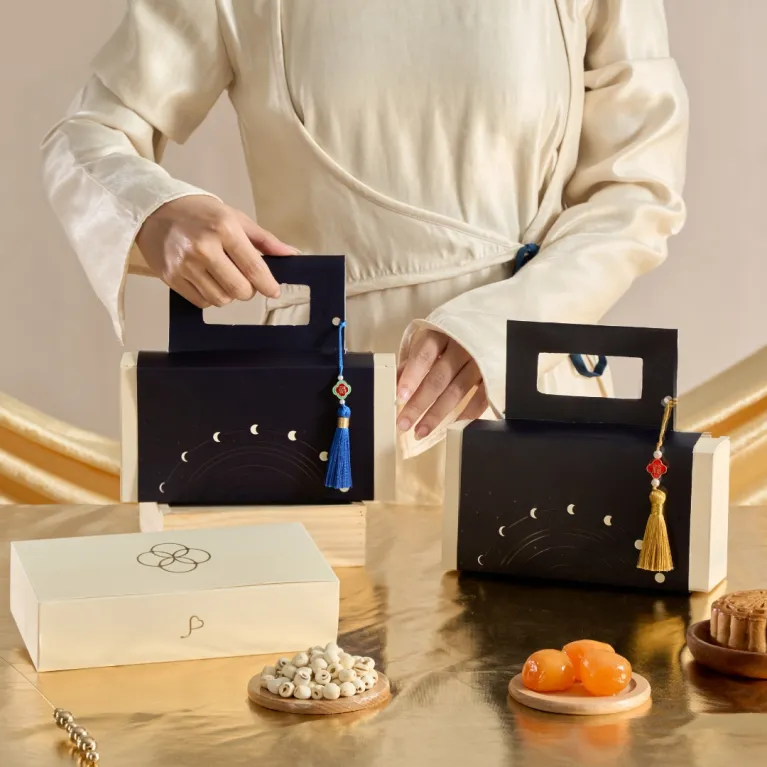 Moonrise Song Mid-Autumn gift box symphony of reunion, two moon cake gift set exclusive design corporate gift with logo card as moon festival gift