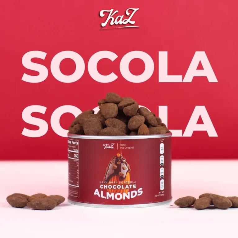 Hạnh nhân phủ socola vị đắng nhẹ thơm lừng quyến rũ, snack hạnh nhân thành phần tự nhiên ăn vặt lành mạnh tiện lợi đặc sản Việt Nam