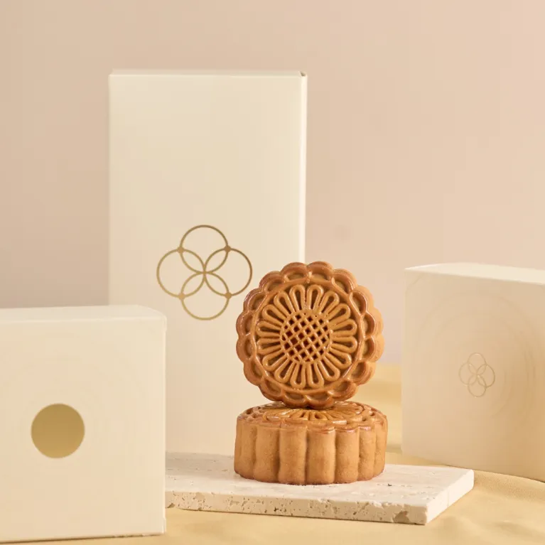 Blue Moonlit Feast Mid-Autumn gift box deep settled full moon night memories, 4 premium moon cake set custom design Mid-Autumn gift as corporate gift