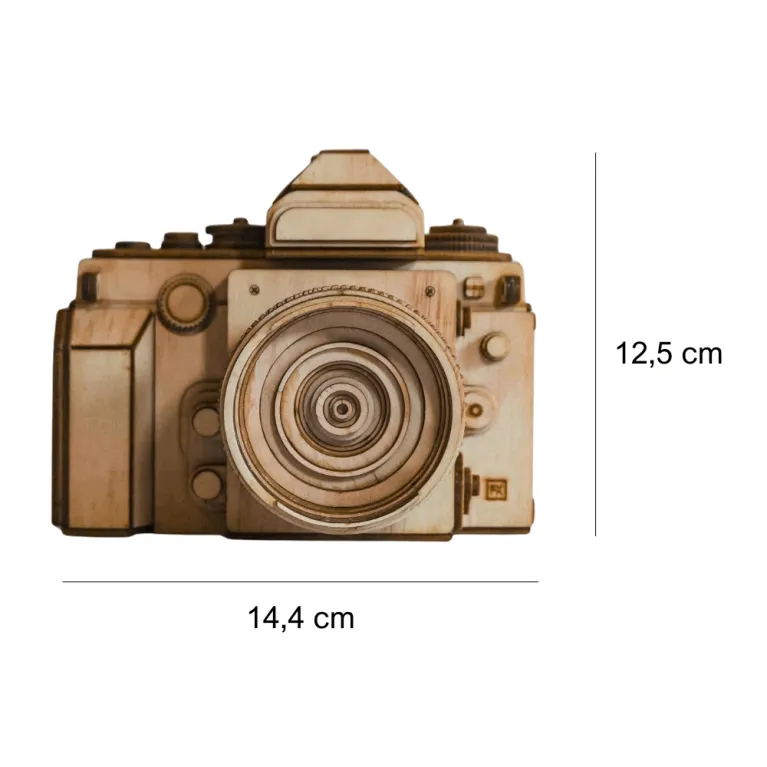Real-scale Nikon AF-S wooden camera assembly model, faithfully recreated in every detail with a 194-step DIY kit—Vietnamese souvenir and exquisite handmade gift.