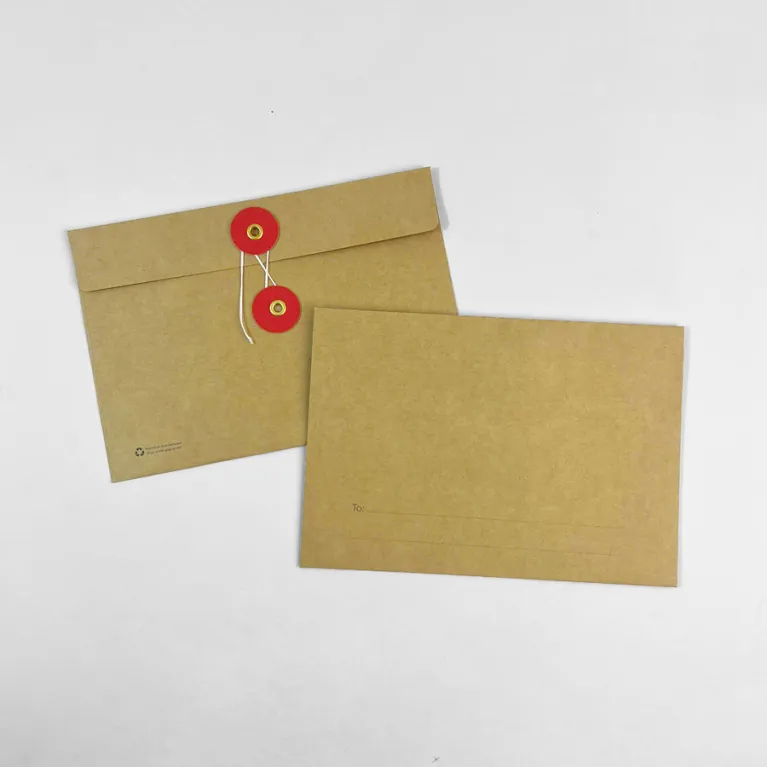 Set 10 bao thư giấy kraft A5 có nút cột, phong bì hoài cổ sang trọng, quà tặng thủ công tiện dụng.
