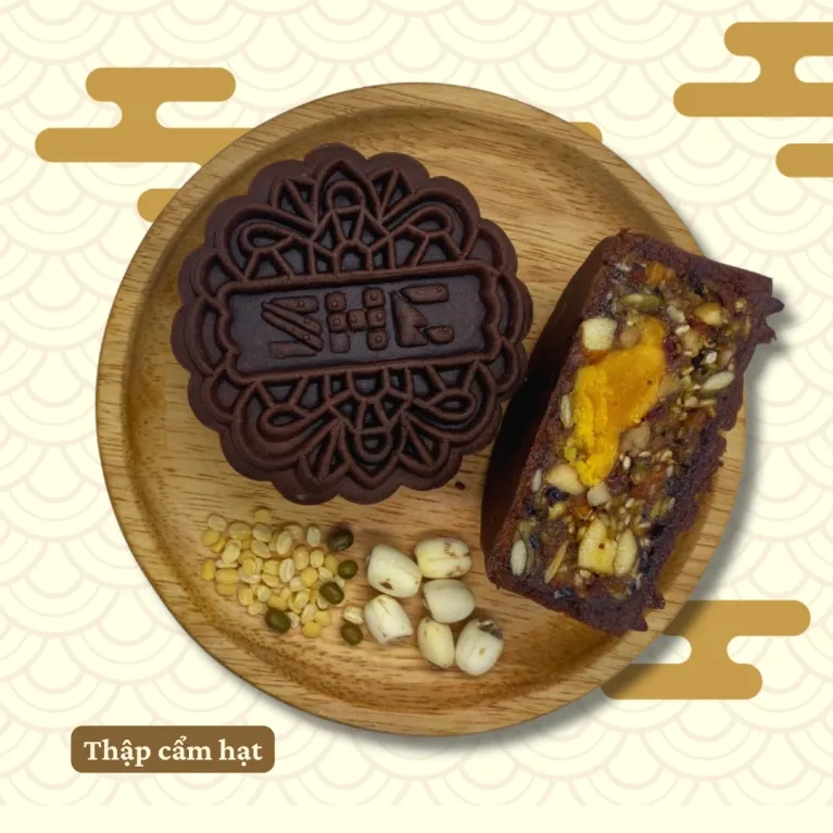 Hộp quà Trung Thu Trăng Cười Đỏ, 2 bánh Trung Thu socola vị mới, set quà doanh nghiệp cao cấp.