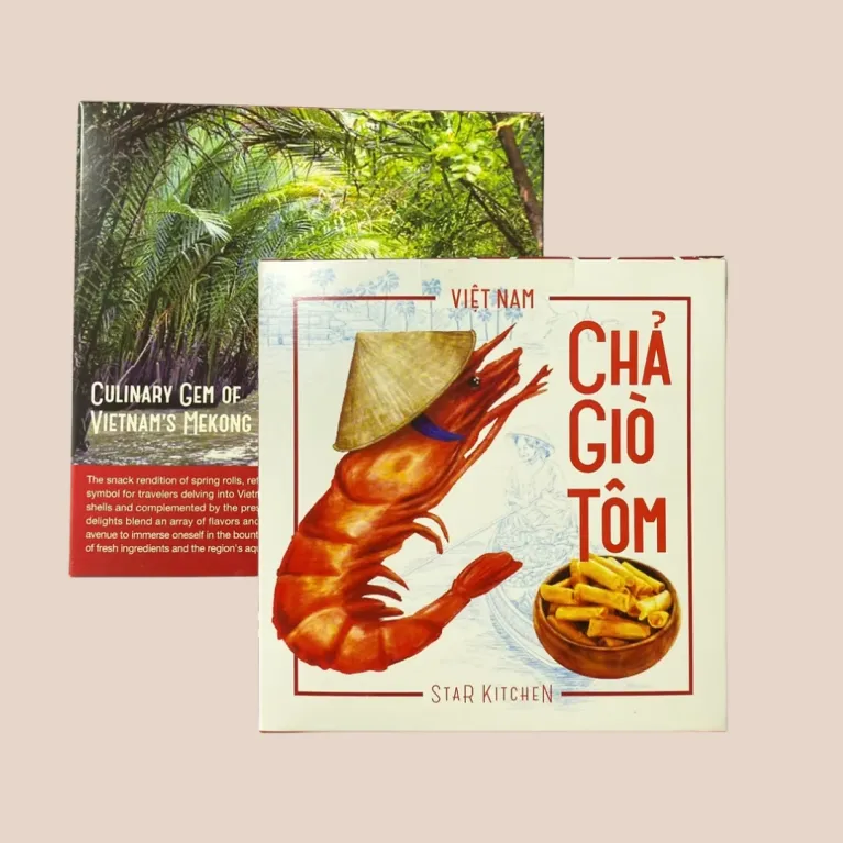 Snack Chả Giò Tôm giòn rụm làm đặc sản Việt Nam sáng tạo, quà lưu niệm độc đáo cho bạn bè.