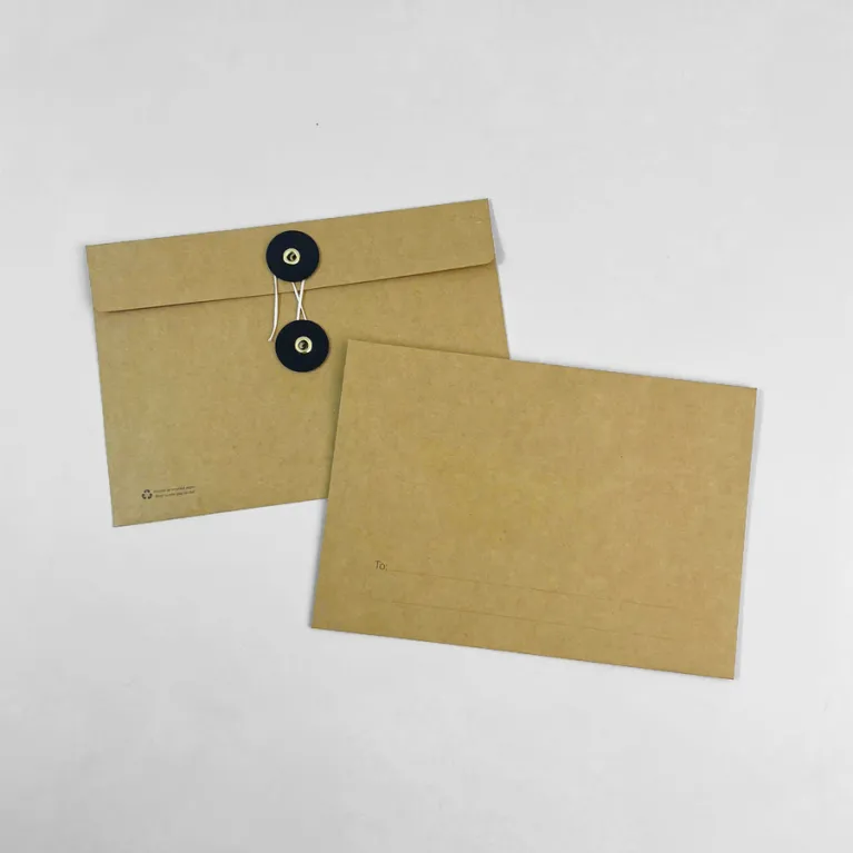 Set 10 bao thư giấy kraft A5 có nút cột, phong bì hoài cổ sang trọng, quà tặng thủ công tiện dụng.
