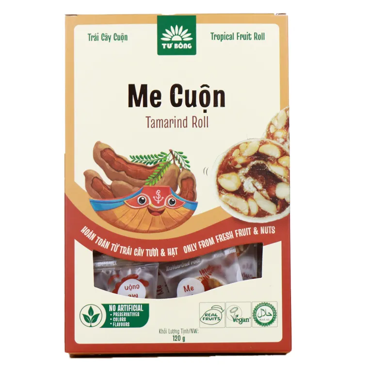 Tu Bong Fruit Roll Combo (6 boxes) with tropical fruits – authentic Southern Vietnam specialty, a healthy snack and meaningful gift.