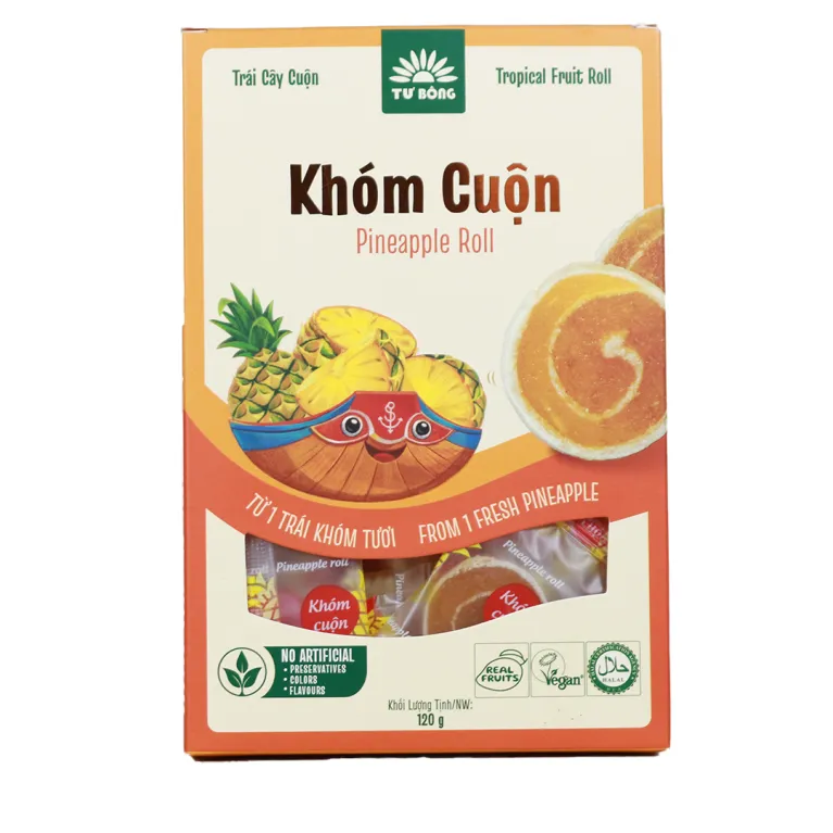 Tu Bong Fruit Roll Combo (6 boxes) with tropical fruits – authentic Southern Vietnam specialty, a healthy snack and meaningful gift.