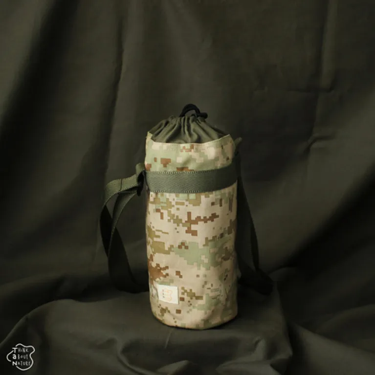 camouflage crossbody bottle holder, striped pattern, military style, compact and convenient design, gift for men
