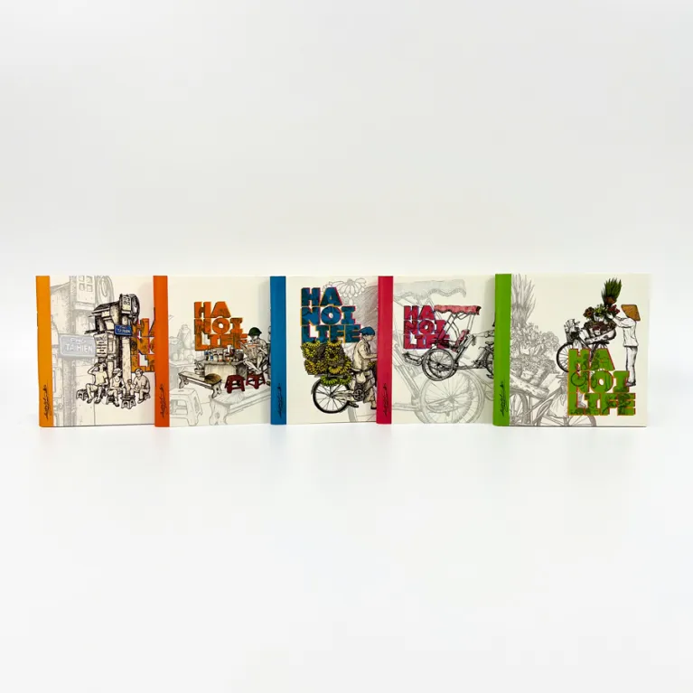 The 5-notebook set Hanoi Life – Saigon Life with 100 pages captures the stories of Vietnamese streets, making it a meaningful Vietnam souvenir.