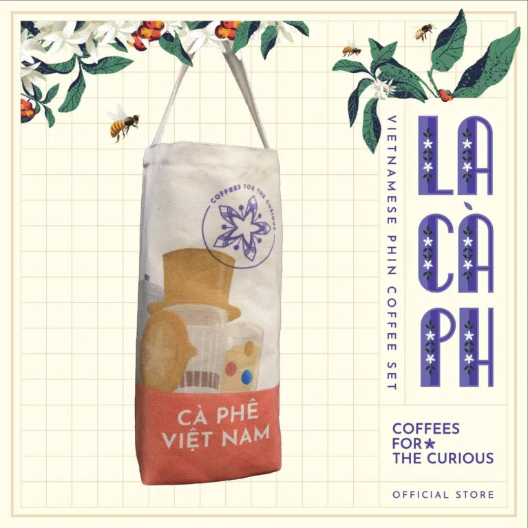 Set quà “Cà Phê Việt Nam” mang đậm hương vị bản sắc với cà phê pha phin, phin truyền thống và túi tote canvas - món quà lưu niệm Việt Nam tinh tế