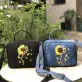 sunflower embroidery box bag, upright base, convenient handle, feminine sunflower embroidery pattern, durable and long-lasting use