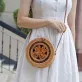 knit crossbody rattan bag, size 20, trendy handbag, graceful woven straw pattern, sophisticated and feminine style