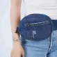 "túi đeo hông từ jeans tái chế, túi dáng tròn độc đáo, dây đeo khóa buckle, cắt thêu hoàn toàn thủ công, phong cách bụi bặm
, thủ công, tamuha handcraft, chus"