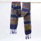 thai blue patterned scarf, vibrant stripe pattern, inspired by thai ethnic style, eye-catching and unique accessory
