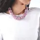 pink bamboo joint necklace, sweet pastel pink color, unique design, feminine and attractive style, enhances outfit