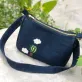 hot-air balloons embroidery denim baguette shoulder bag from old jeans, exquisite handmade accessory, cute gift for friends