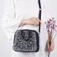 trapezoidal crossbody bag with brocade pattern, spacious form, can accommodate a tablet, 100% korean cotton fabric, soft cotton padding
