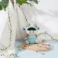bluetooth speaker stuffed blue sheep, blue sheep storyteller, stuffed animal, knitted plush with bluetooth speaker, knitted stuffed animal