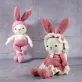vintage bunny crochet stuffed, pink bunny plush, hand-knitted rabbit plush toy, cute birthday gift, gift for girls