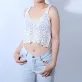 áo croptop layla, áo len mỏng, áo hai dây bằng len, áo croptop đi biển, áo len móc handmade, áo mặc đi biển