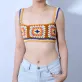 áo croptop len móc folk, áo len móc đi biển, áo len thủ công, áo croptop ôm body, trang phục đi biển