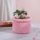 giỏ cotton hồng nhạt, viền sợi hỗn hợp móc thủ công, giỏ handmade màu hồng pastel ngọt ngào, trang trí phòng hoặc kệ sách