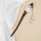 white rose drop wooden hair stick, elegant white rose patterns, premium wood material, regal and classy beauty
