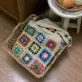túi tote len floral họa tiết ô vuông nối liền đầy sắc màu, phong cách hoài cổ, túi vintage, túi móc len
, thủ công, nhà mị, chus