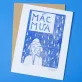 stuck in the rain, woodcut artprint, depicting the mood of a rainy day, made with recycled paper and soy-based ink