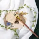 yellow flower resin & wooden hair stick, high aesthetic appeal, natural wood material, gentle on hair, handcrafted hair stick