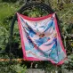 divine swallow silk scarf nung ethnic, pink silk scarf, art-printed scarf, swallow bird pattern, soft silk blend scarf