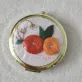 orange rose embroidered compact mirror, gentle and feminine design, sturdy mirror frame, compact handheld size, handmade product
