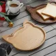 wooden cat-shaped plate, cute cat face design, decorative tray, meticulously crafted, resistant to insects, adorable decor item