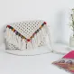 macrame envelope bag with colorful beads, vibrant colors, meticulous macrame knitting technique, highly practical, perfect street accessory