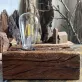 đèn trang trí bằng gỗ lũa vintage kèm cắm bút, mã la-1016 - p decor, trưng bàn làm việc, bàn học, vân gỗ tự nhiên, phong cách mộc mạc