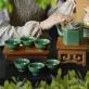 Hexagonal Tea Set, Crystal Green Collection, Perfect Housewarming Gift, Handcrafted Vietnamese Tea Set, Meaningful Gift, Easy Care & Dishwasher Safe