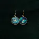 “Water Lilies” Metal Earrings with Hand-Drawn Leather, The Breath Of Nature, Famous Painting Earrings Collection, Claude Monet Artwork, Unique Gifts