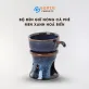 Bộ Đèn Gốm Giữ Nóng Cà Phê, Men Xanh Hỏa Biến, Ánh Sáng Và Hương Thơm Giao Hòa, Gốm Sứ Bát Tràng, Đèn Đốt Tinh Dầu Gốm Sứ, Đèn Xông Tinh Dầu
