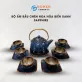 Sapphire Blue Fire-Glazed Round Ceramic Tea Set, Premium Bat Trang Ceramics, Elegant Design, Ceramic Round Teapot, Flower Inner Teacup, Vietnamese Gifts