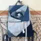Balo nắp hoa từ jeans tái chế với nét chấm phá tinh tế của thời trang, phụ kiện độc bản làm quà sinh nhật thủ công ý nghĩa.