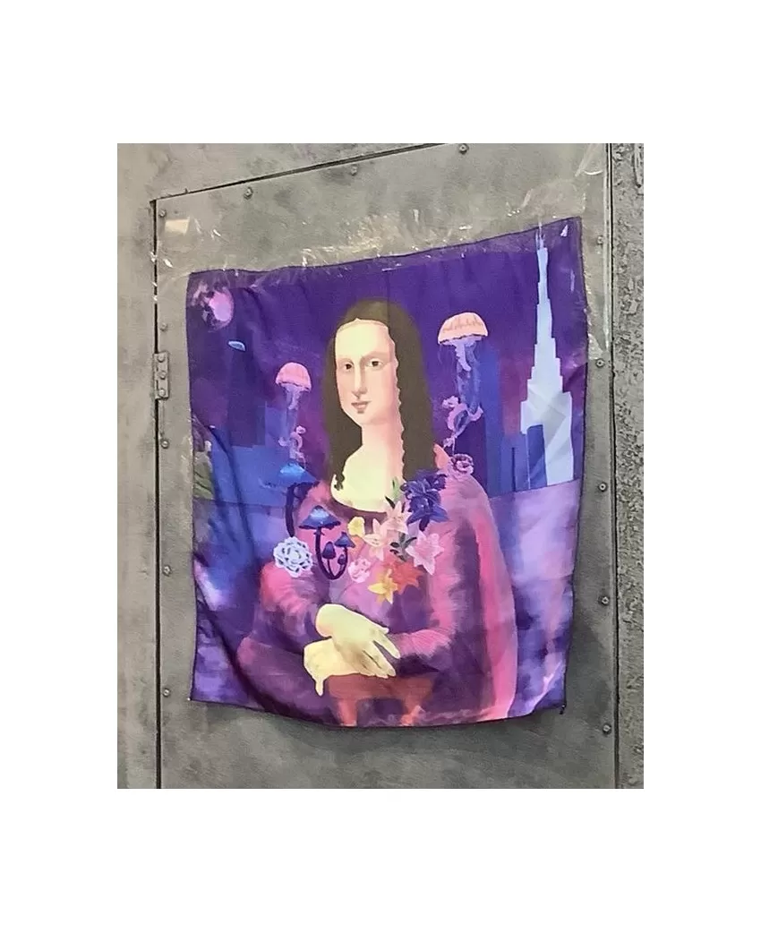 Khăn Lụa Satin Mona Lisa, Túi Tote Handmade, Họa Hình Nàng Mona Lisa, Phụ Kiện Thời Trang Sang Trọng Và Quyến Rũ