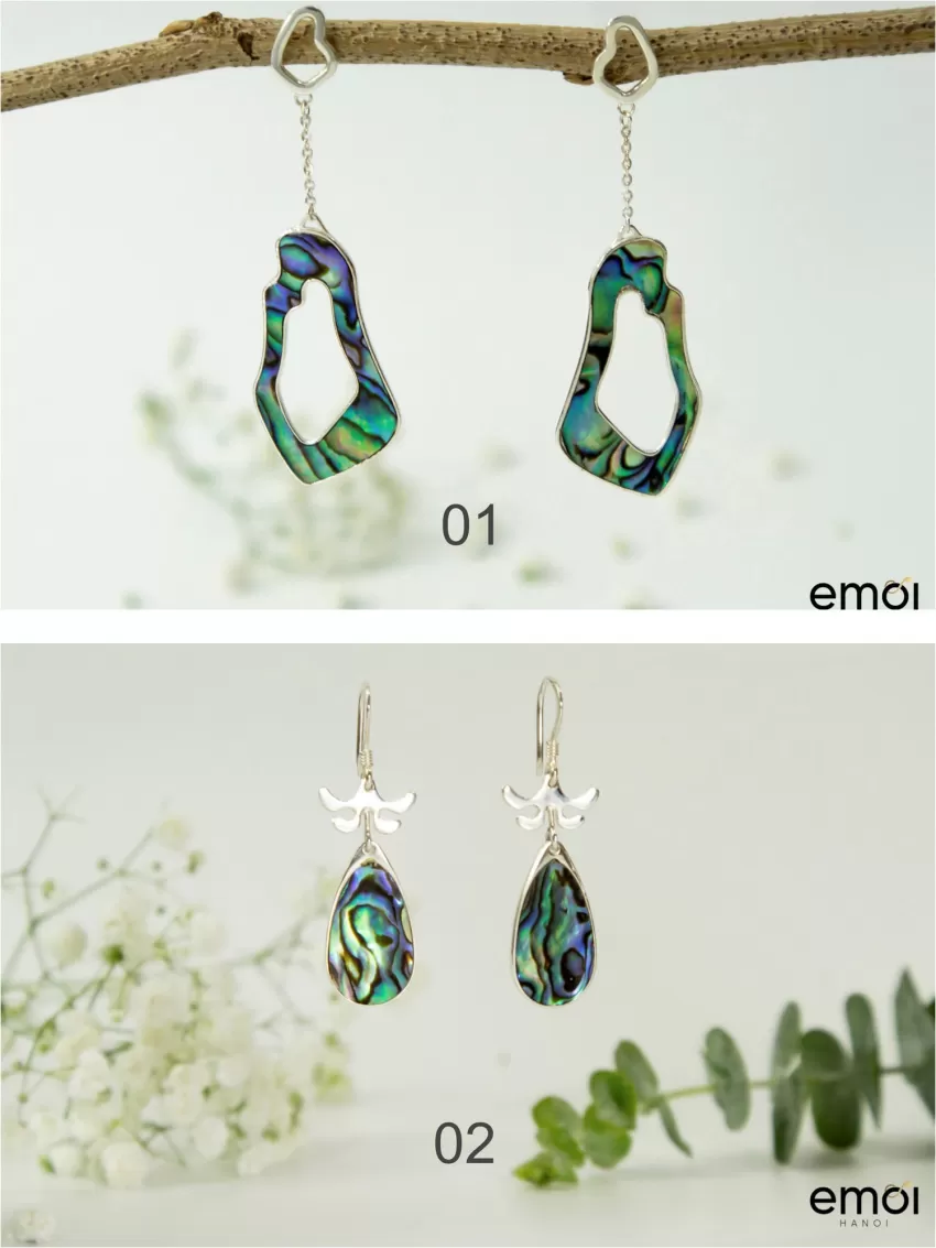 Abalone Shell Earrings, Soil Light & Soil Heart Collection, High-Quality Handmade Jewelry, Unique Accessories, Eye-Catching Design