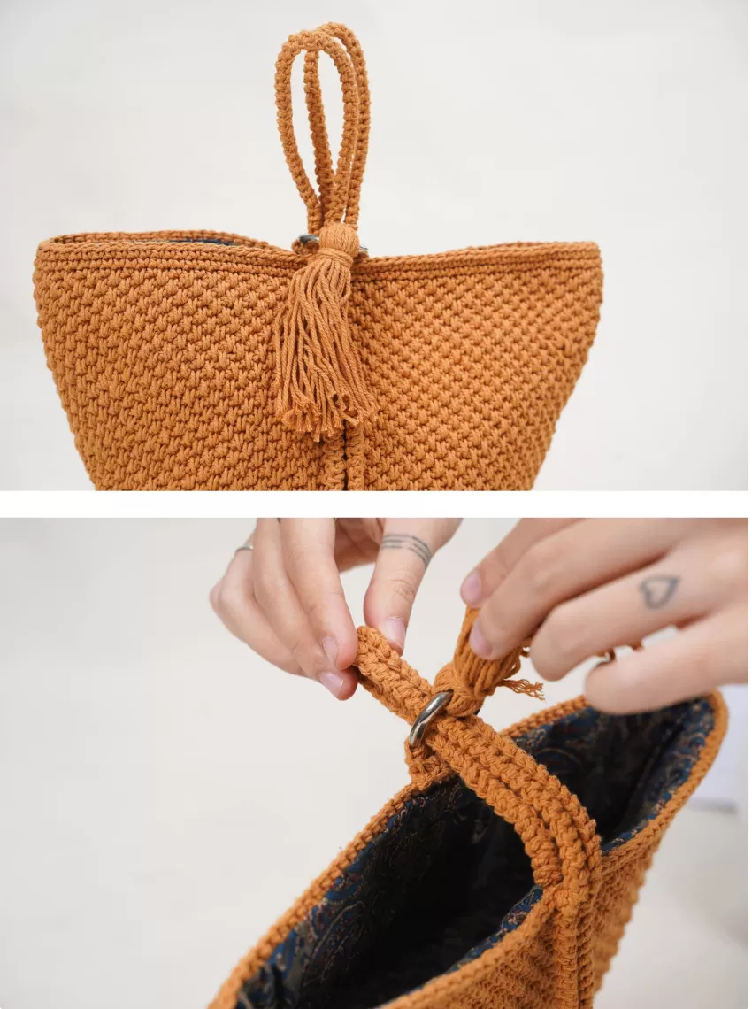 Brown-yellow Knitted Bags