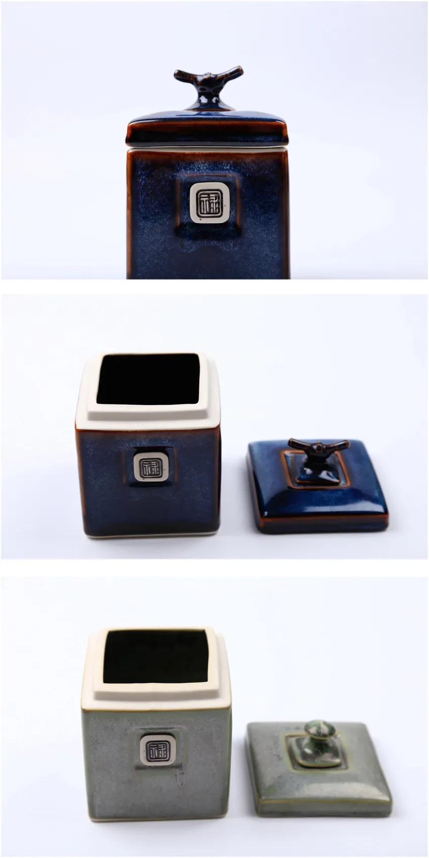 Square Ceramic Tea Box, 2 Sizes - Gốm Đông Gia | CHUS