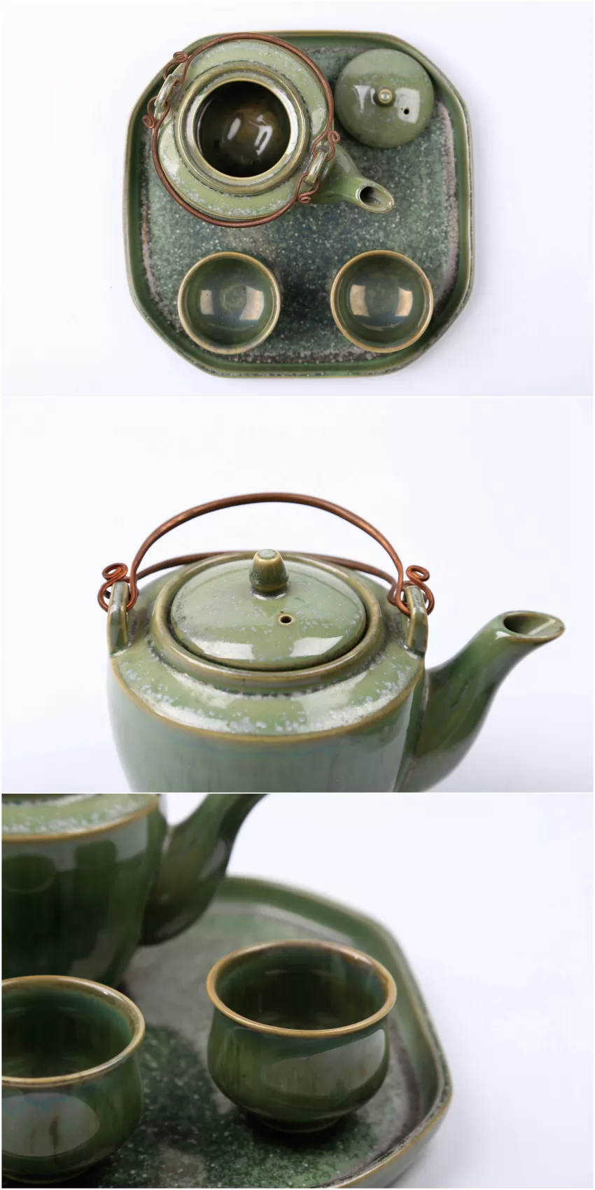 “Dáng Mới” Teapot Set, Crystal 14 Porcelain, Tea Pot, Fire Glaze Ceramics, Skillful Techniques, High Quality, Decoration, Vietnamese Ceramics, Corporate Gift