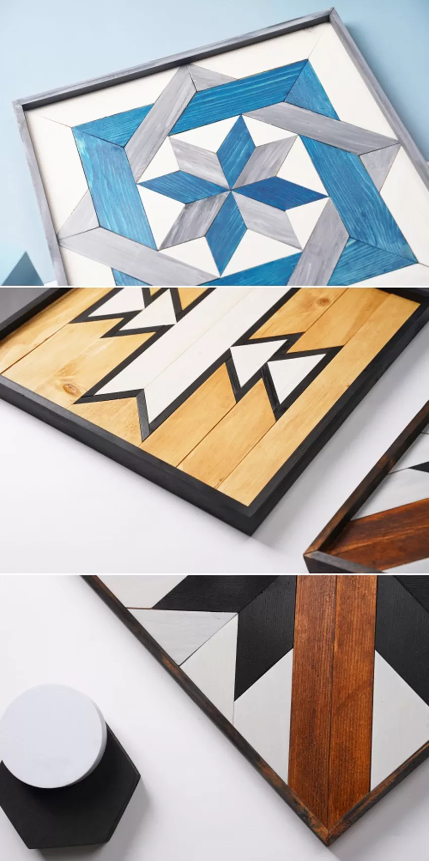 Abstract-print Wooden Paintings, Eye-catching Geometric Patterns, High Aesthetic Appeal, Decorative Art for Living Space