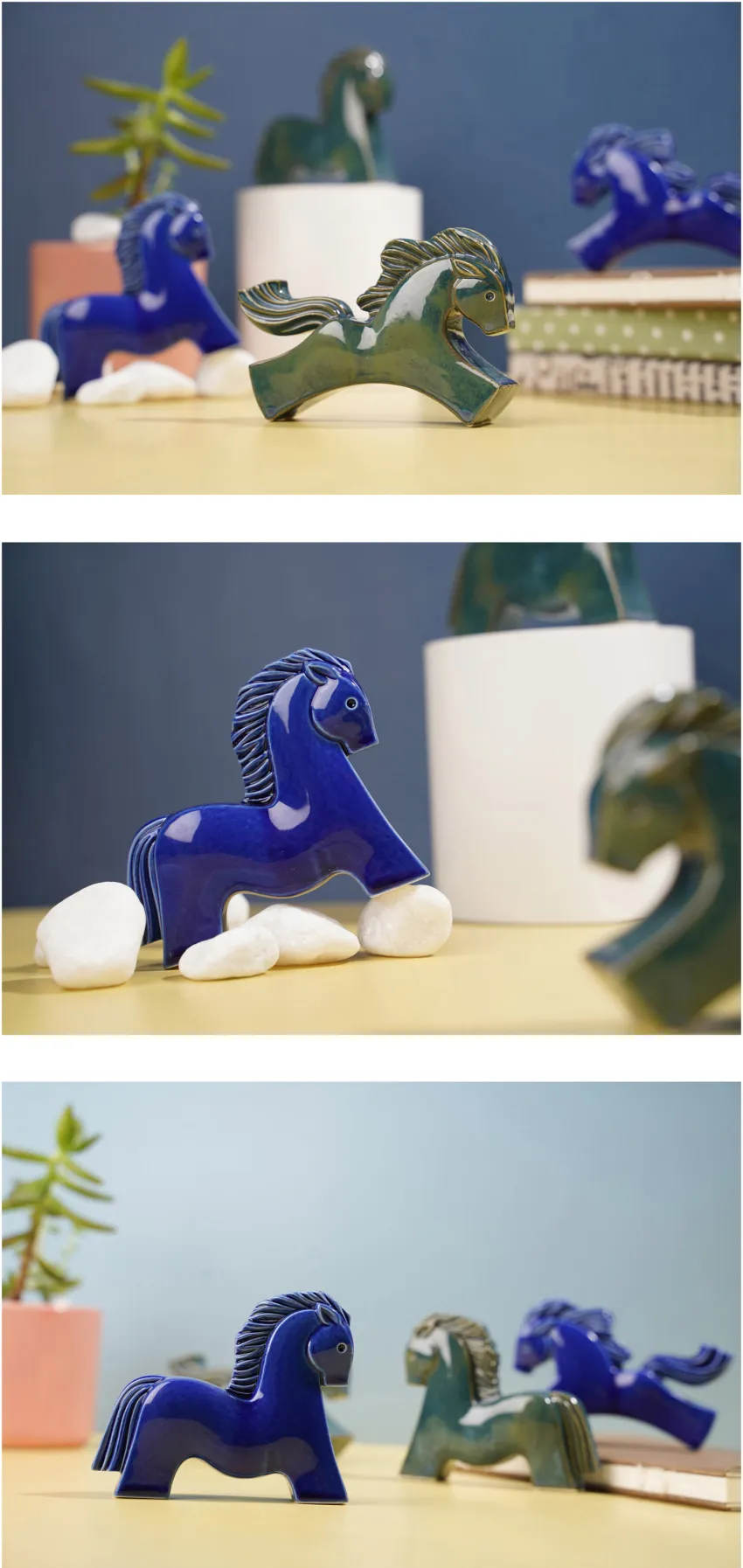 Ceramic Horse Statue, High-Quality Porcelain, High Durability, Colorfast, Elegant and Classical Beauty, Decorative Statue for Space